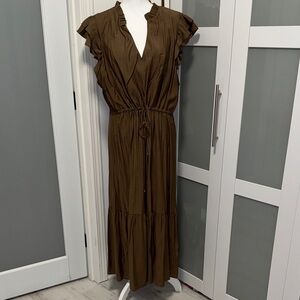 Julia Jordan Ruffled Brown Maxi Dress